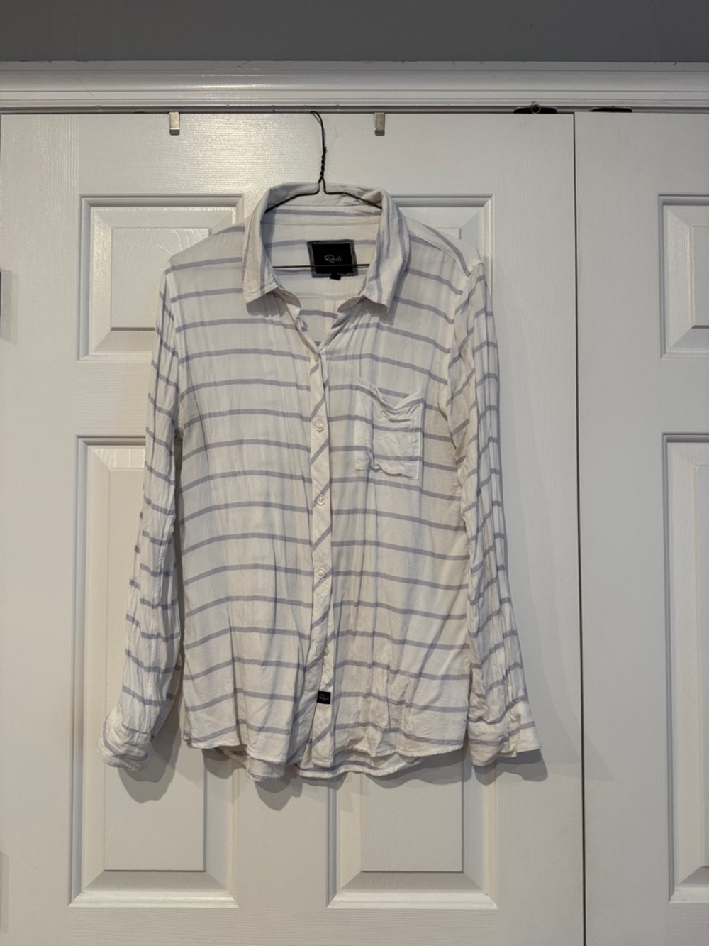 Rails White Button-Down Shirt with Light Blue Stripes